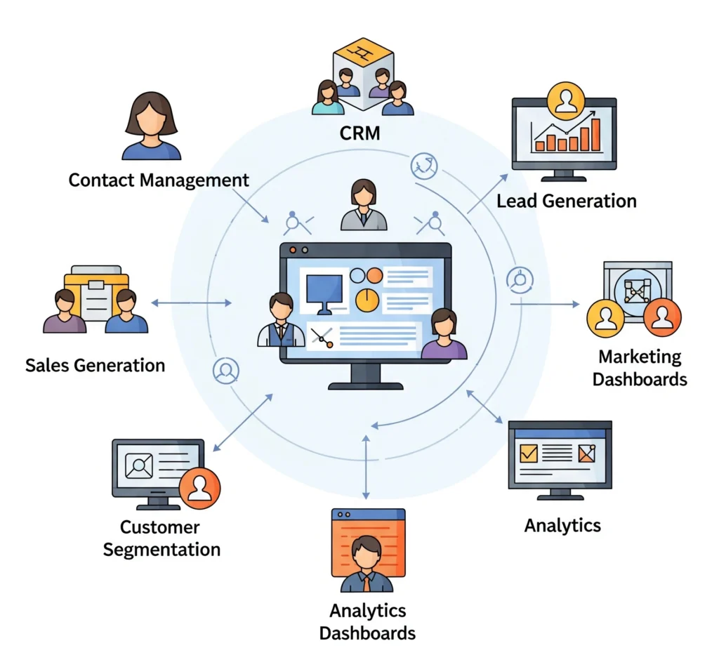Zoho CRM ecosystem: lead management, analytics and sales workflows